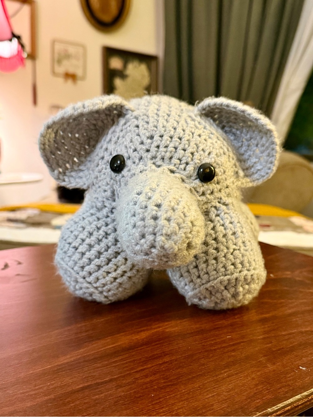 Handmade Crochet Elephant Amigurumi Plush Toy Light Gray